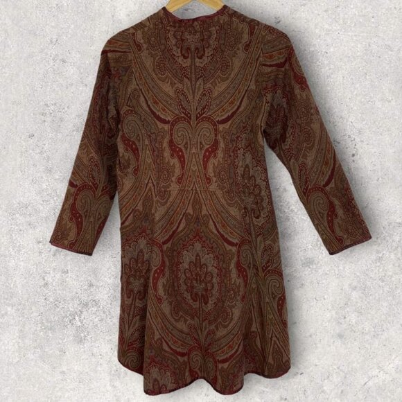 Vintage Rust Brown Floral Shacket Embroidered Sweater Jacket Reversible Coat S - Picture 4 of 9